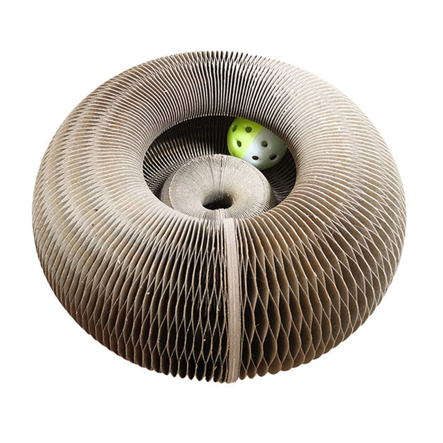 Round Corrugated Cat Scratcher with Balls