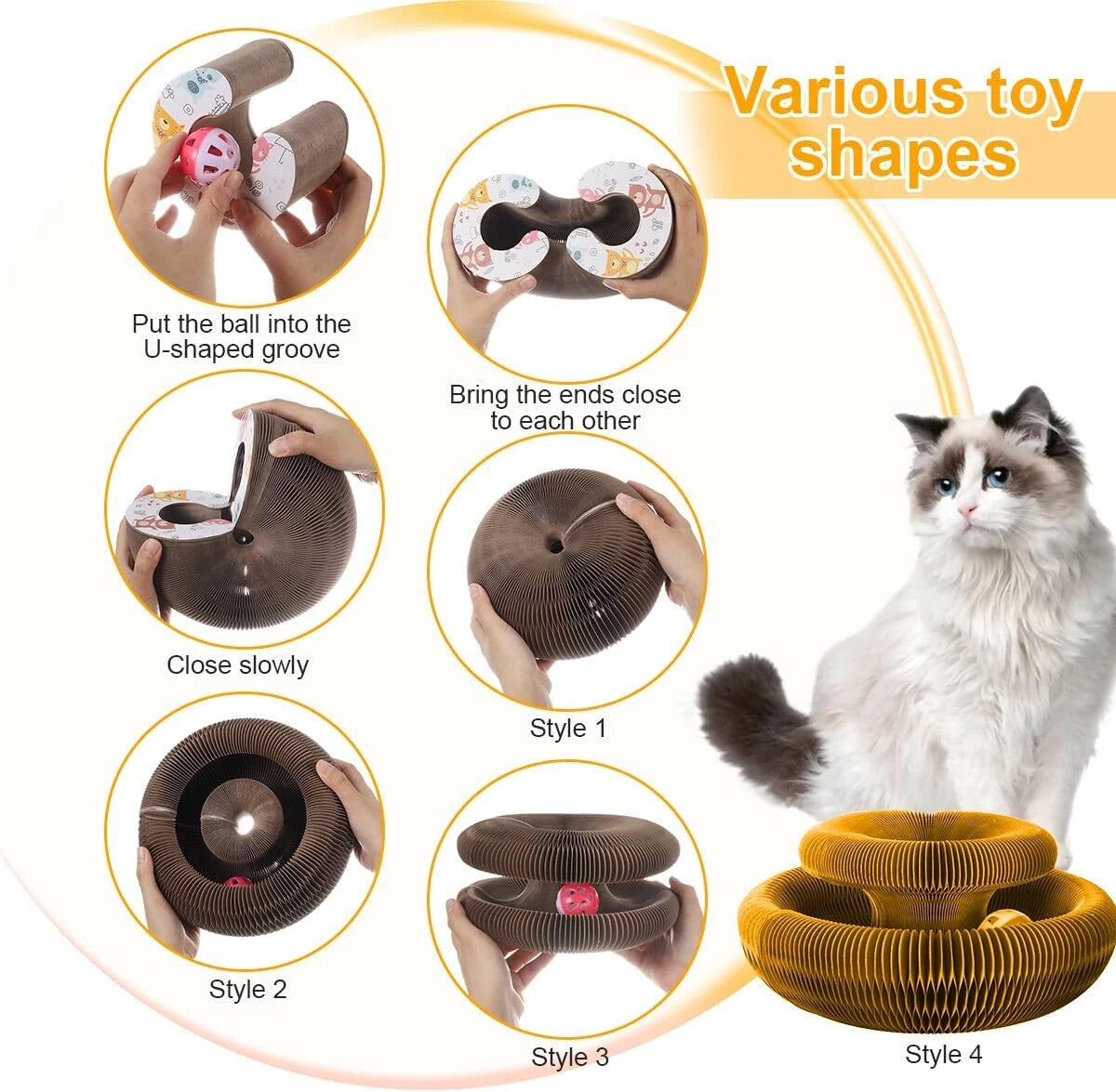 Round Corrugated Cat Scratcher with Balls