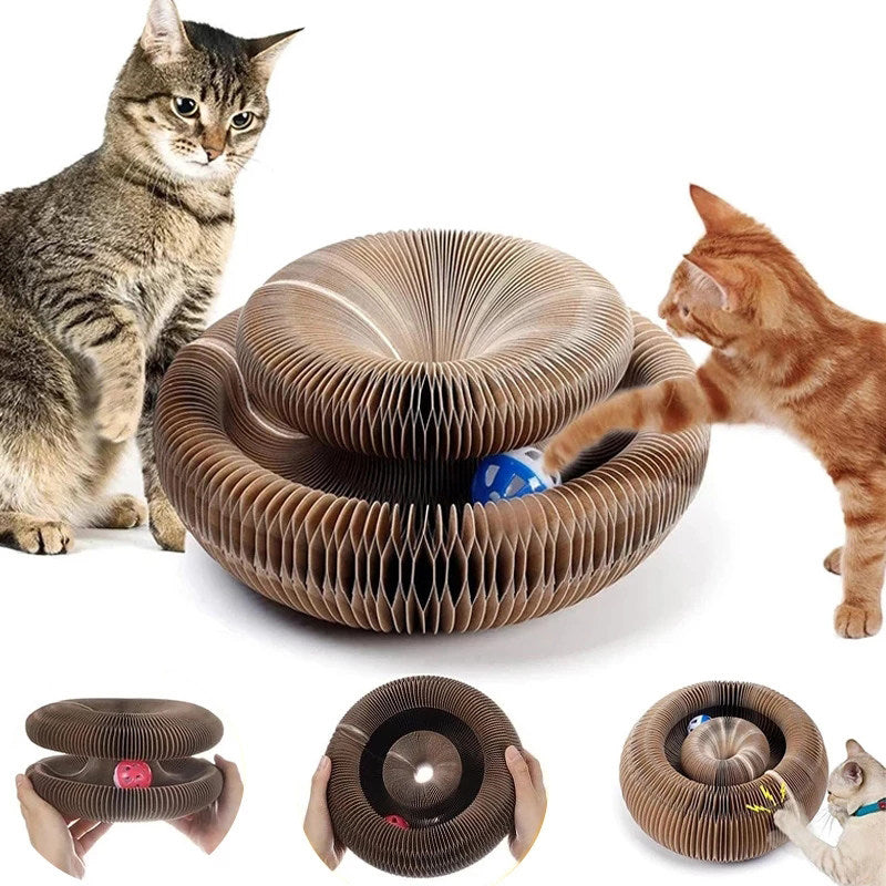 Round Corrugated Cat Scratcher with Balls